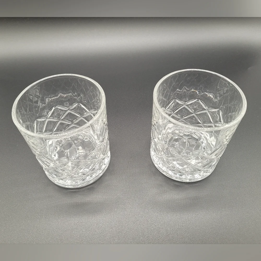 Courvoisier Cognac Brandy Glasses Cut Glass Embossed Set of 2​​​